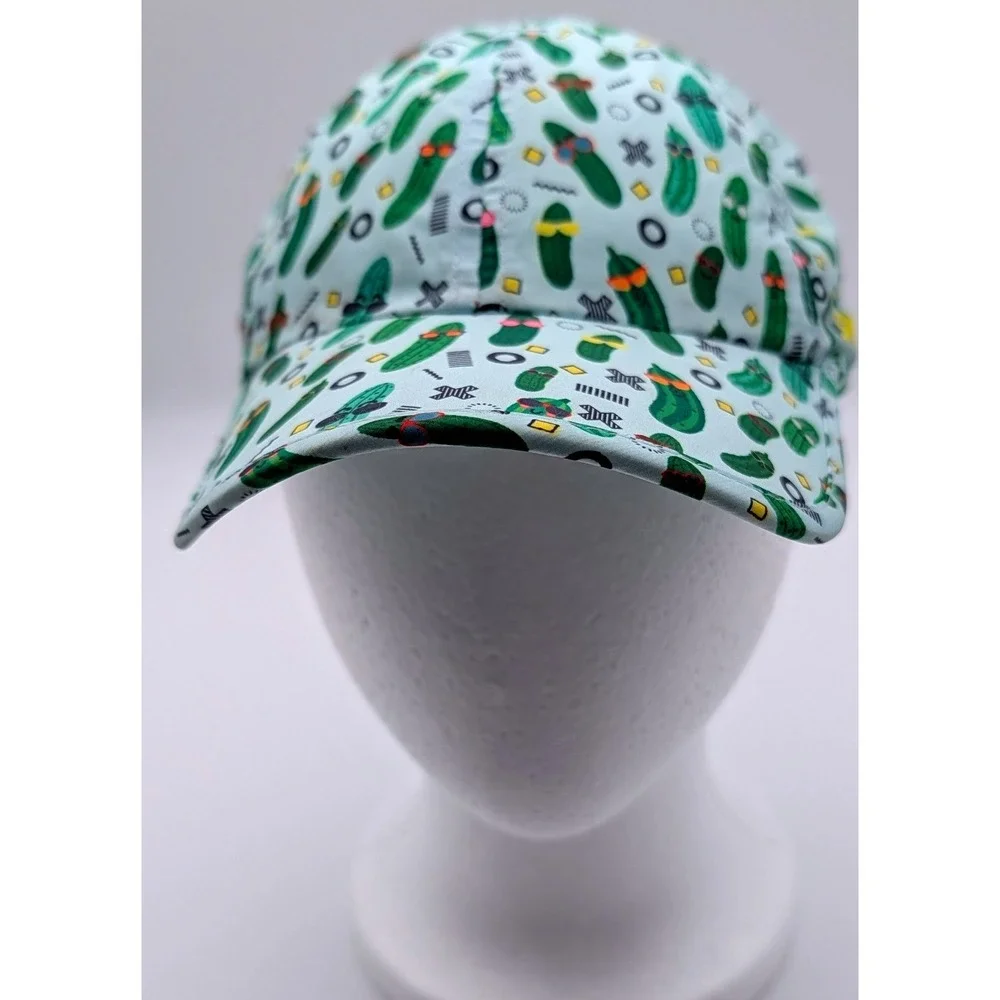 Sprints Running Hat Pickle Print Mint Green Performance Cap Adjustable OSFM